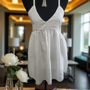 White Sleeveless Spaghetti Strap Mini Sundress